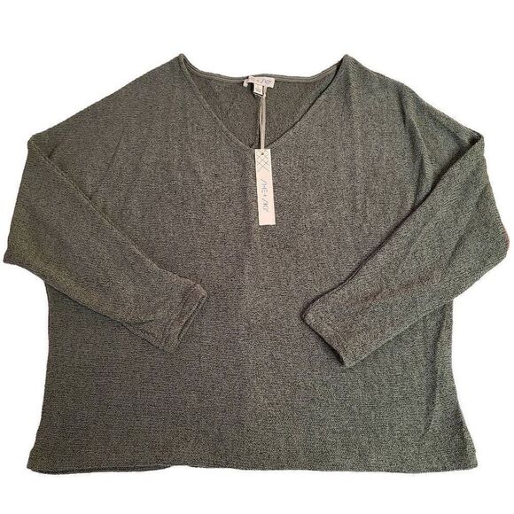 She + Sky Womens NWT Sage Green V-Neck Sweater Large - Picture 3 of 11